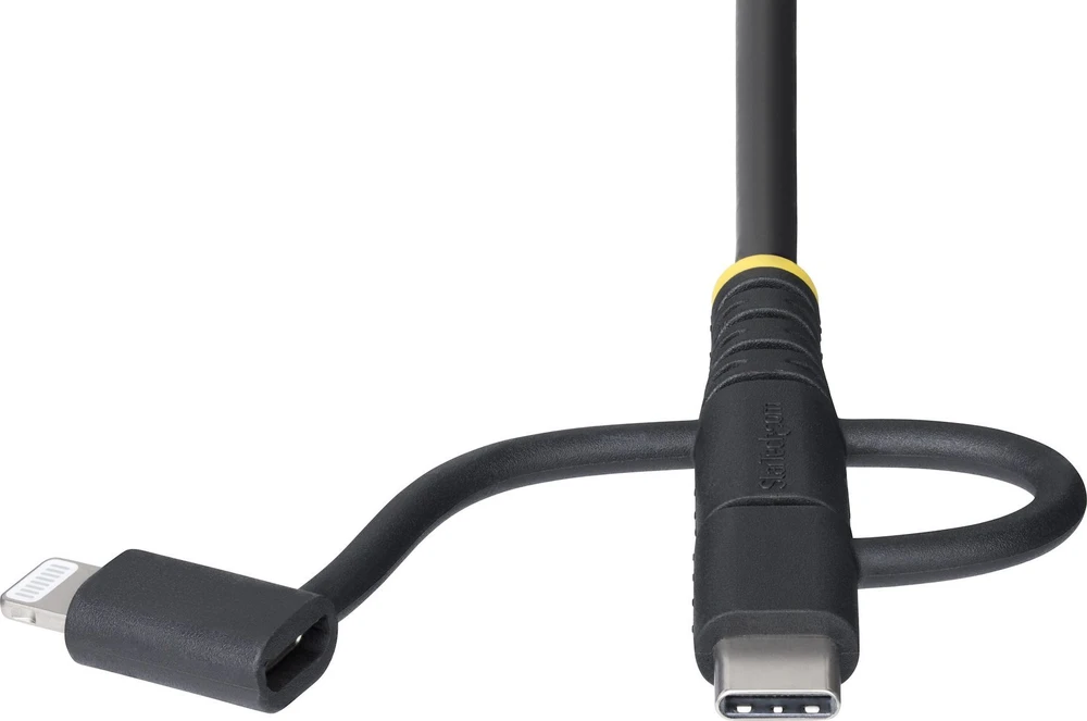 USB kabelis StarTech USB-A - USB-C + microUSB + Lightning 1 m juodas (RLTCUB1MBK)