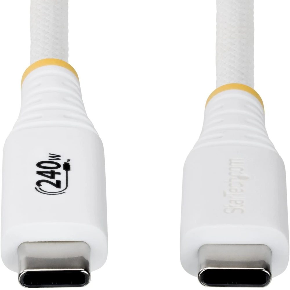 Kabelis USB StarTech - USB-C (M) do USB-C (M) - USB 2.0 - 5 A - 3 m - ultra elastyczny, USB Power Delivery (240W), rozszerzony zakres mocy (EPR), wytrzymały, USB-IF certyfikowany - balta (S2CEPR3MW-USB-CABLE)