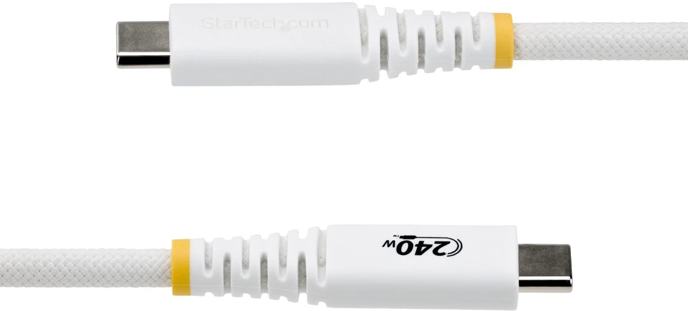 Kabelis USB StarTech - USB-C (M) do USB-C (M) - USB 2.0 - 5 A - 3 m - ultra elastyczny, USB Power Delivery (240W), rozszerzony zakres mocy (EPR), wytrzymały, USB-IF certyfikowany - balta (S2CEPR3MW-USB-CABLE)