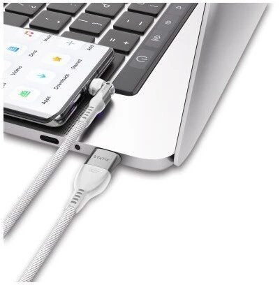STATIK PowerPivot Pro besisukantis 2-in-1 USB-C laidas, baltas, 2 m