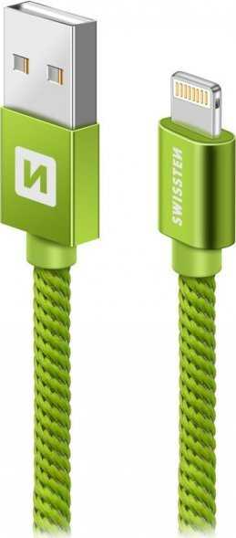 Swissten Textile Fast Charge 3A Lightning Data ir įkrovimo kabelis 2m