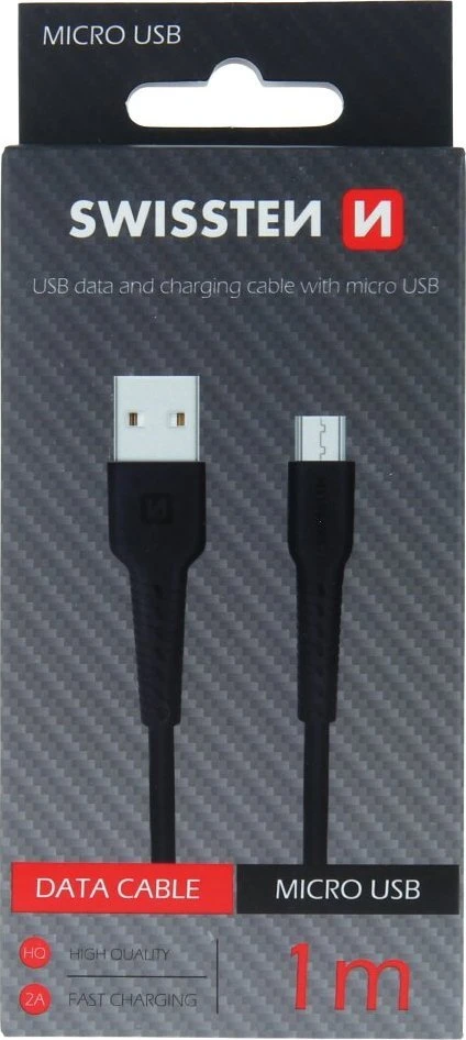 Swissten USB - mikro USB 1.0m juoda
