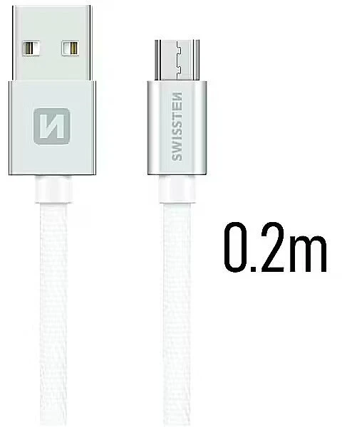 „Swissten Textile“ greito įkrovimo universalus „Micro USB“ duomenų ir įkrovimo laidas, 0,2 m