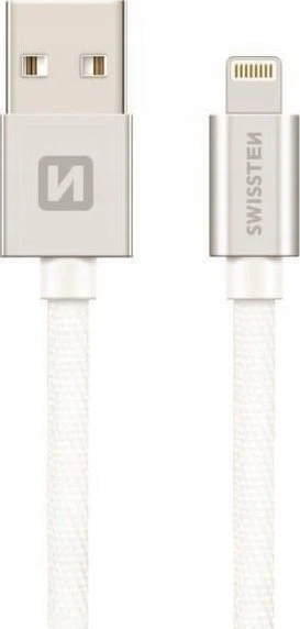 Swissten Textile Fast Charge 3A Lightning Data ir įkrovimo kabelis 20 cm