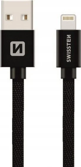Swissten Textile Fast Charge 3A Lightning Data ir įkrovimo kabelis 20 cm
