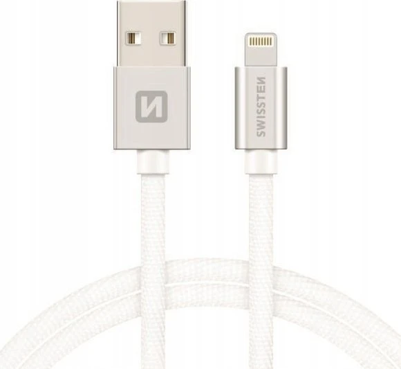 Swissten MFI Textile Fast Charge 3A Lightning Data ir 1,2m įkrovimo laidas