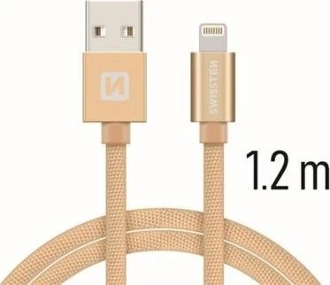 Swissten Textile Fast Charge 3A Lightning Data ir įkrovimo kabelis 1,2m