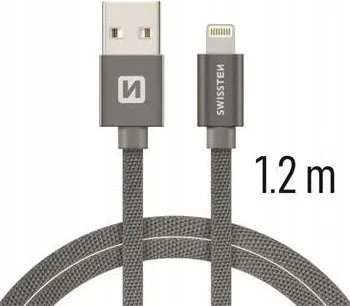 Swissten Textile Fast Charge 3A Lightning Data ir įkrovimo kabelis 1,2m