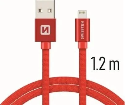 Swissten Textile Fast Charge 3A Lightning Data ir įkrovimo kabelis 1,2m
