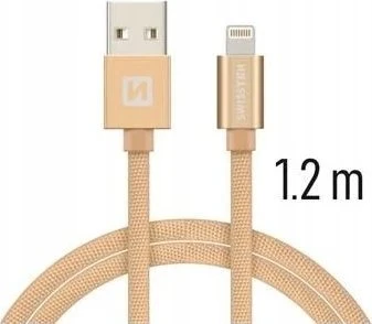 Swissten Textile Fast Charge 3A Lightning Data ir įkrovimo kabelis 1,2m
