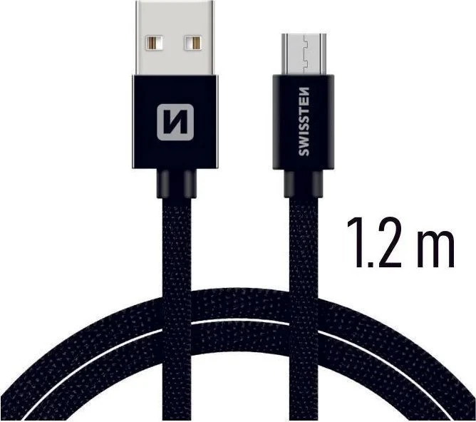 Swissten Textile Universalus Micro USB duomenų ir įkrovimo kabelis 1,2m