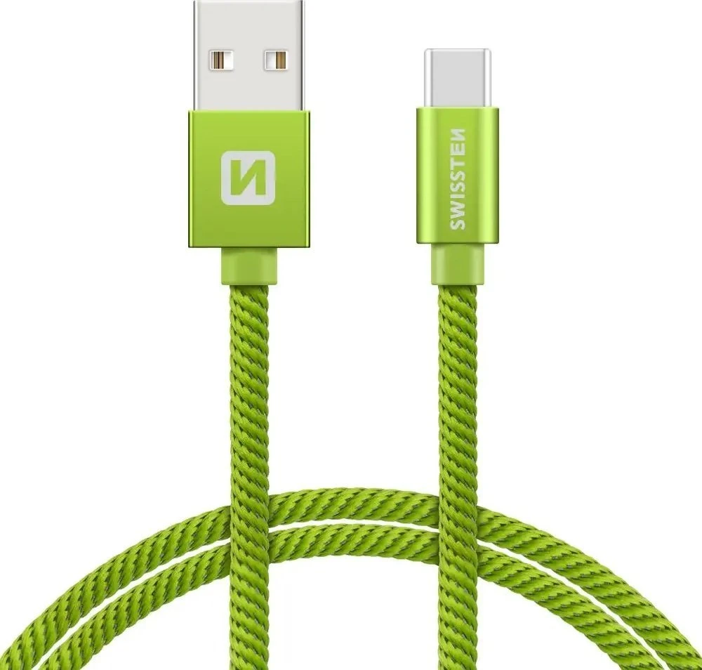 Swissten Textile Universal Quick Charge 3.1 USB-C duomenų ir įkrovimo laidas 1,2 m