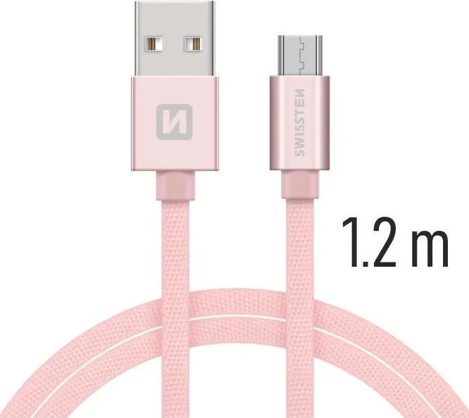 Swissten Textile Universalus Micro USB duomenų ir įkrovimo kabelis 1,2m