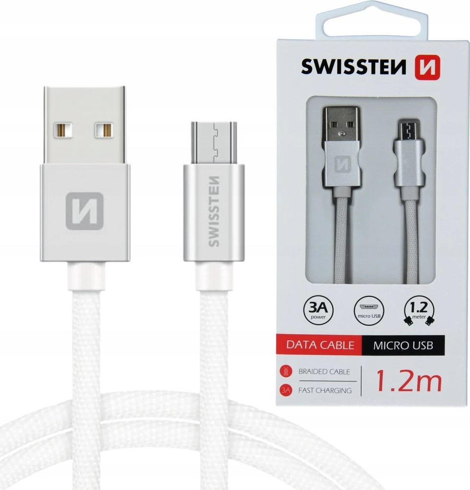 Swissten Textile Universalus Micro USB duomenų ir įkrovimo kabelis 1,2m