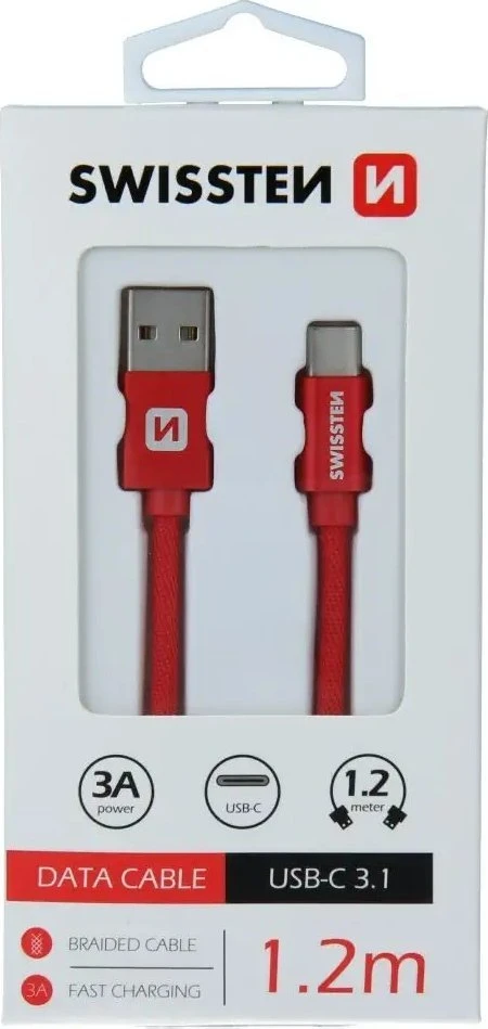 Swissten Textile Universal Quick Charge 3.1 USB-C duomenų ir įkrovimo laidas 1,2 m