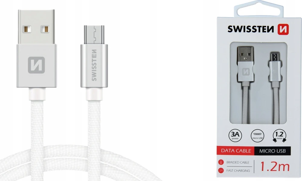 Swissten Textile Universalus Micro USB duomenų ir įkrovimo kabelis 1,2m