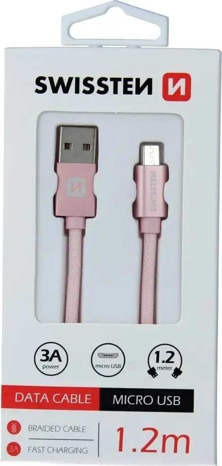 Kabelis USB Swissten USB-A - micro-B 1.2 m Auksinis (71522204)