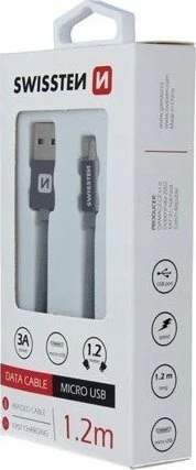Swissten Textile Universalus Micro USB duomenų ir įkrovimo kabelis 1,2m