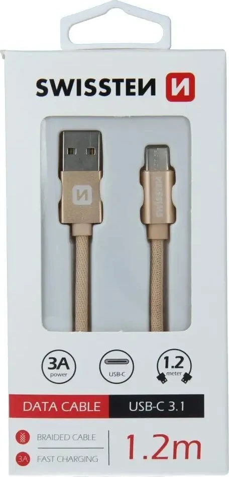 Swissten Textile Universal Quick Charge 3.1 USB-C duomenų ir įkrovimo laidas 1,2 m