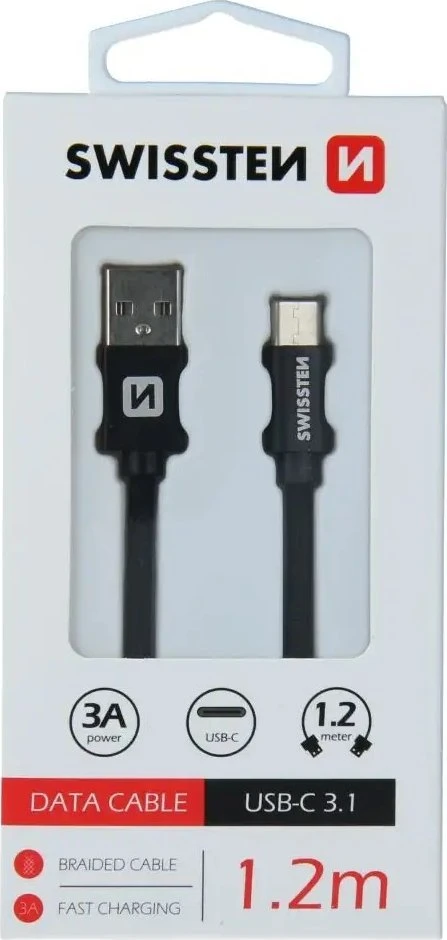 Swissten Textile Universal Quick Charge 3.1 USB-C duomenų ir įkrovimo laidas 1,2 m