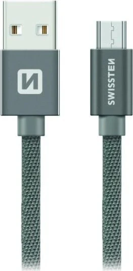 Swissten Textile greito įkrovimo universalus mikro USB laidas 2m Pilkas