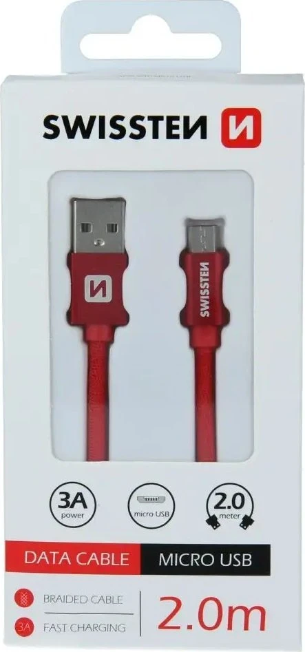 Swissten Textile greito įkrovimo universalus mikro USB laidas 2m Pilkas