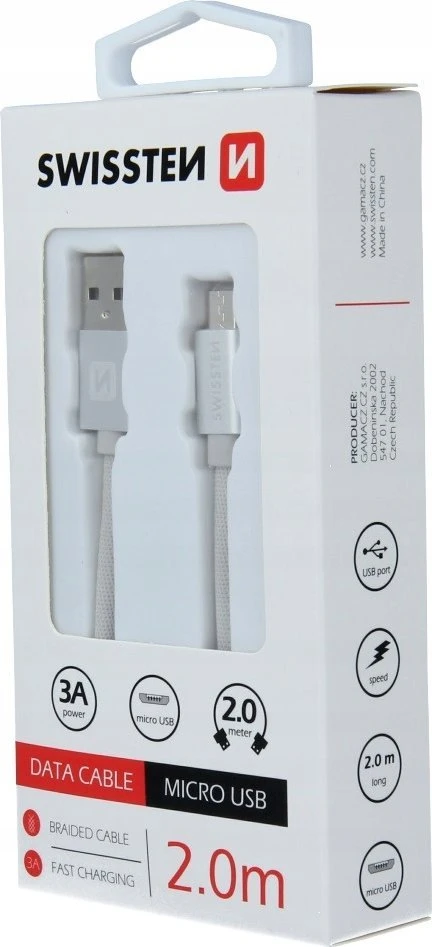 Swissten Textile Quick Charge Universalus Micro USB duomenų ir įkrovimo kabelis 2m
