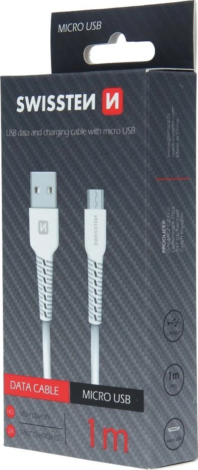 Swissten USB - mikro USB 1.0m balta