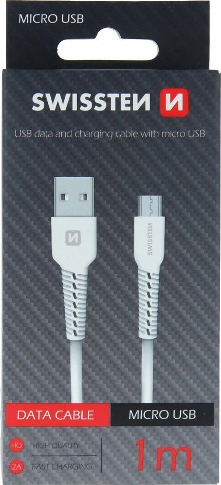 Swissten USB - mikro USB 1.0m balta