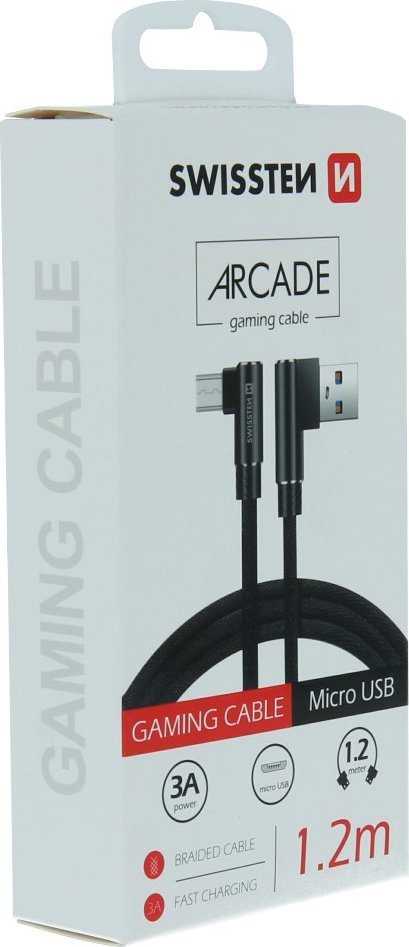 Swissten L Type Textile Universal Quick Charge 3.1 USB į micro USB duomenų ir įkrovimo laidas 1,2 m