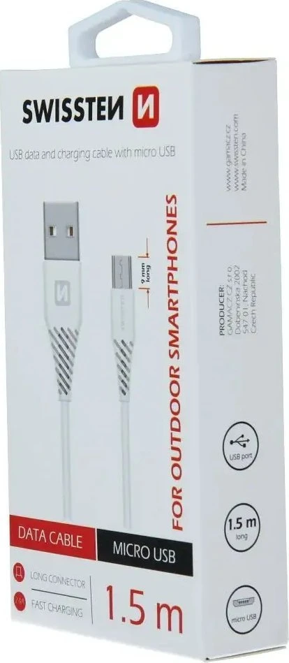 Kabelis USB Swissten USB-A - microUSB 1.5 m Juodas (71504303)