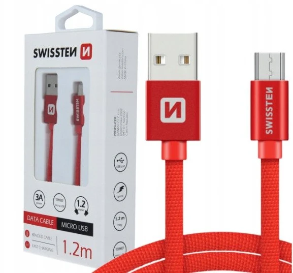 Swissten Textile Quick Charge Universalus Micro USB duomenų ir įkrovimo kabelis 3m
