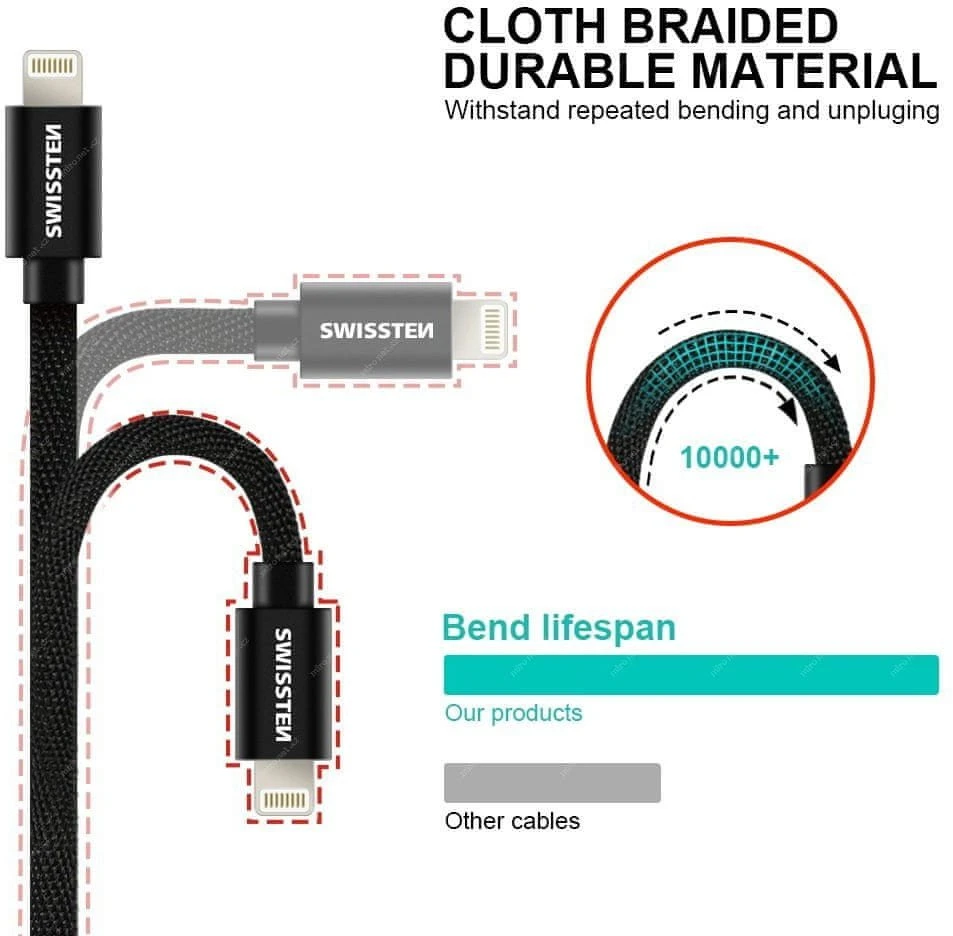 Swissten Textile Quick Charge Universalus Micro USB duomenų ir įkrovimo kabelis 3m