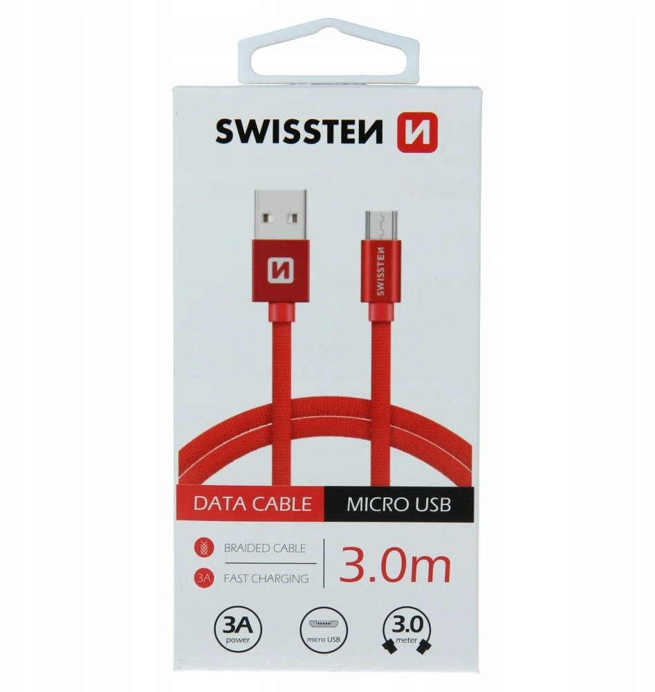 Swissten Textile Quick Charge Universalus Micro USB duomenų ir įkrovimo kabelis 3m