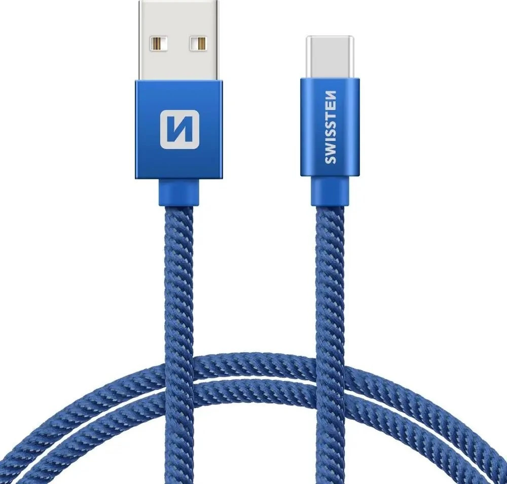 Swissten Textile Universal Quick Charge 3.1 USB-C duomenų ir įkrovimo laidas 20 cm