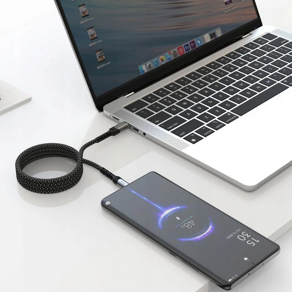 „Swissten“ magnetinis savaime apvyniojamas USB-C / „Lightning“ duomenų kabelis 1 m