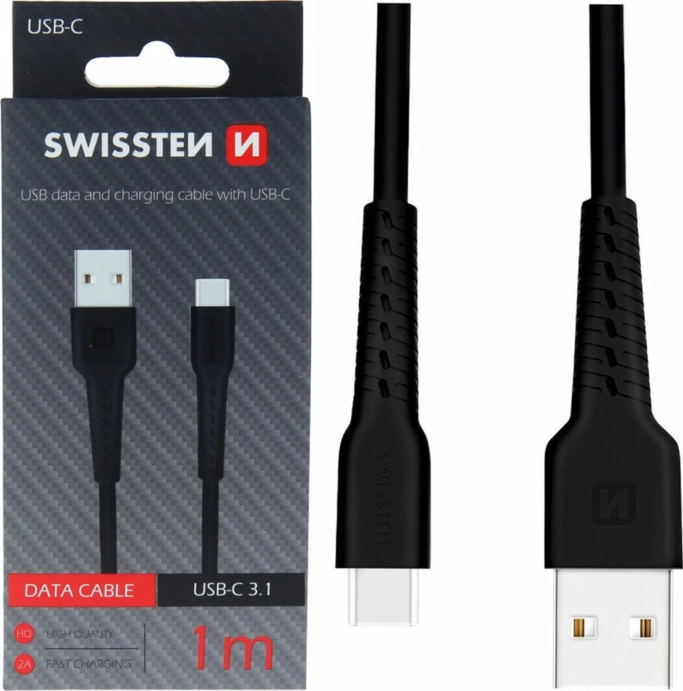 Swissten USB - USB-C 1.0m juoda