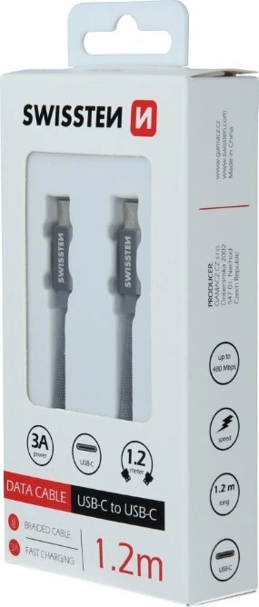 Kabelis USB Swissten USB-C - USB-C 1.2 m Juodas (71527202)