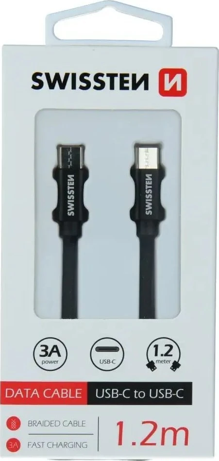 Kabelis USB Swissten USB-C - USB-C 1.2 m Juodas (71527202)