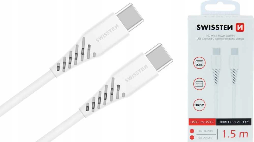 Kabelis USB Swissten USB-C - USB-C 1.5 m Baltas (71506520)
