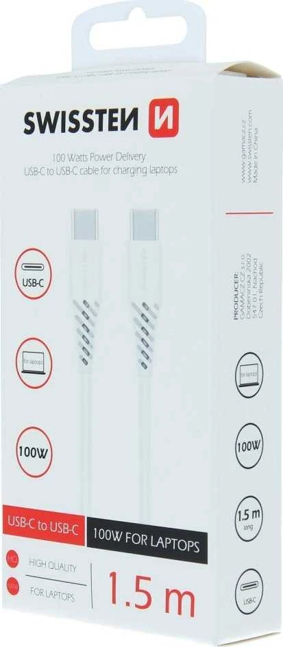 Kabelis USB Swissten USB-C - USB-C 1.5 m Baltas (71506520)