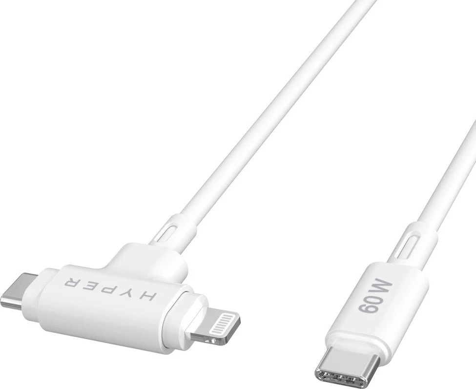Targus „Hyper | HyperJuice“ silikoninis USB-C į USB-C ir „Lightning“ hibridinis 60 W laidas