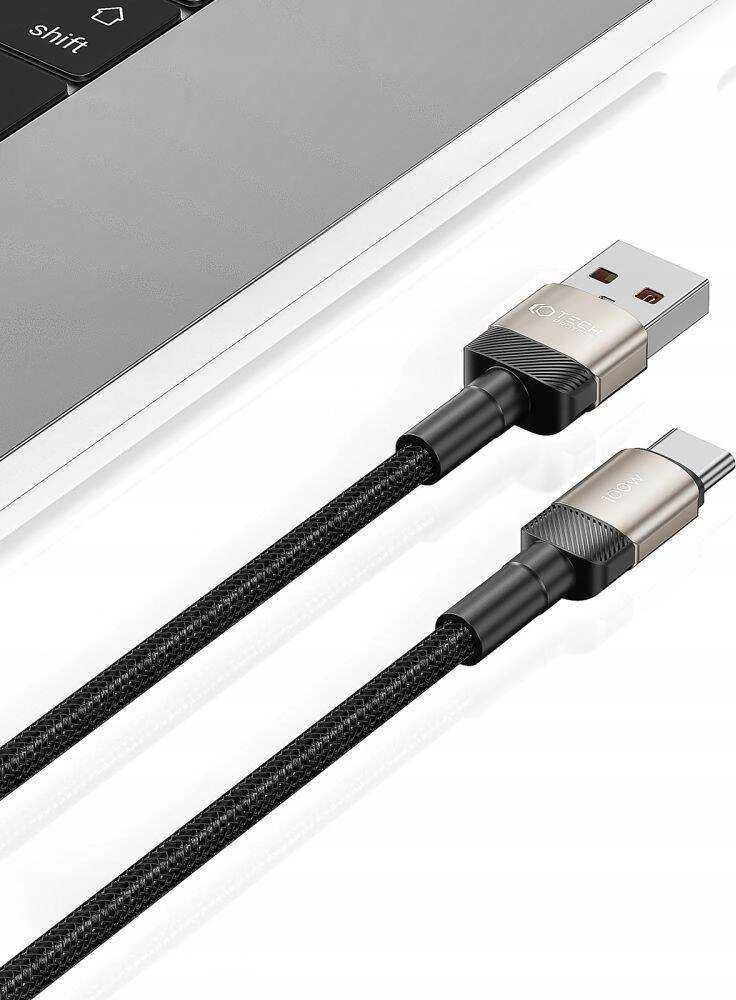 USB laidas – USB C tipo 100W / 5A 1m, „Tech-Protect UltraBoost EVO“, titano spalvos