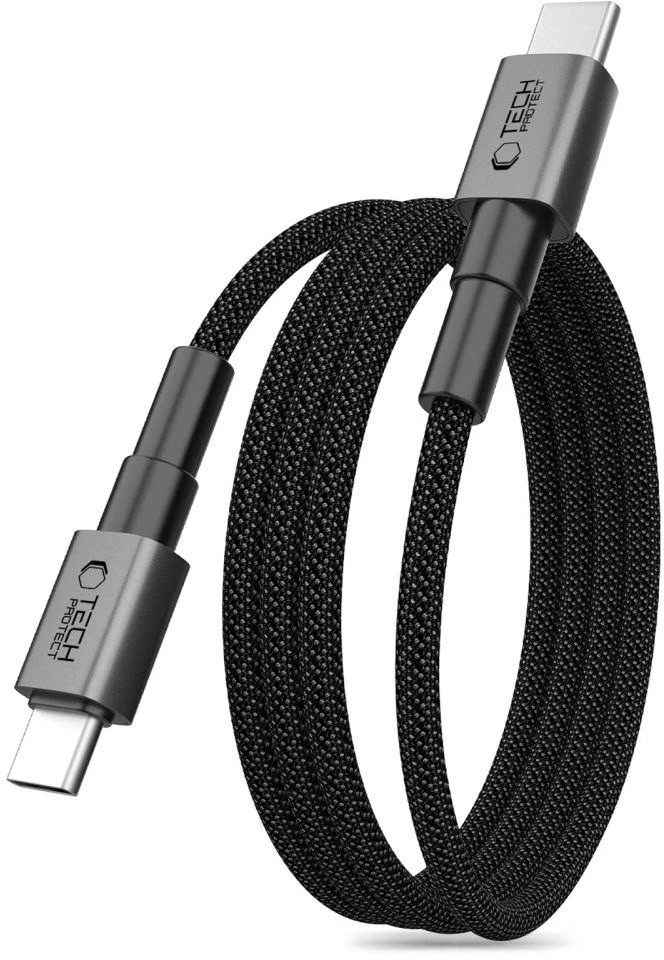 „Tech-Protect Ultraboost DNA MagTwist USB-C PD“ kabelis 100W / 5A 200 cm – pilkos spalvos