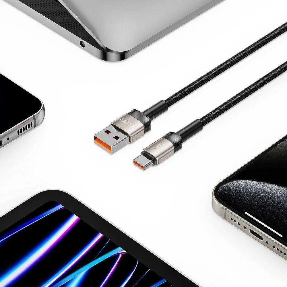 USB laidas – USB C tipo 100W / 5A 2m, „Tech-Protect UltraBoost EVO“, titano spalvos