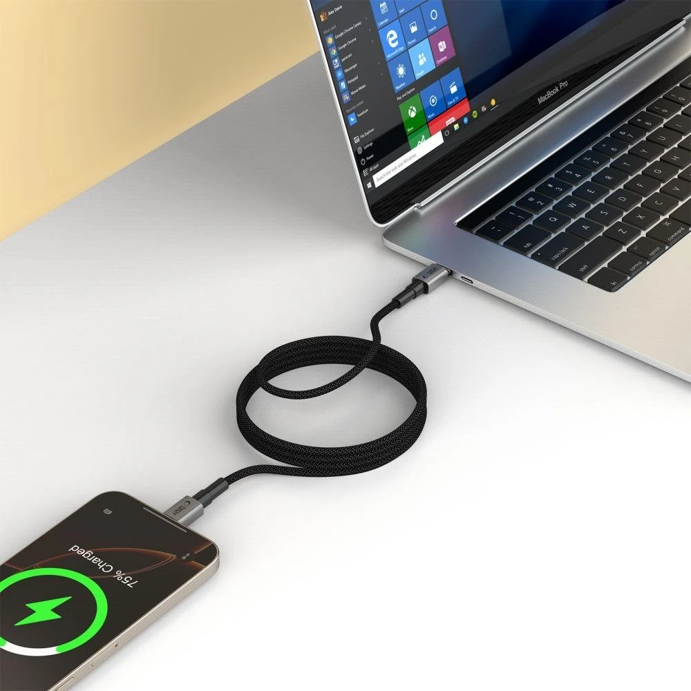 „Tech-Protect Ultraboost DNA MagTwist USB-C PD“ kabelis 100W / 5A 200 cm – pilkos spalvos