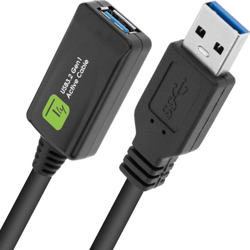 Kabelis USB Techly USB-A - USB-A 5 m Juodas (ICUR3050G)