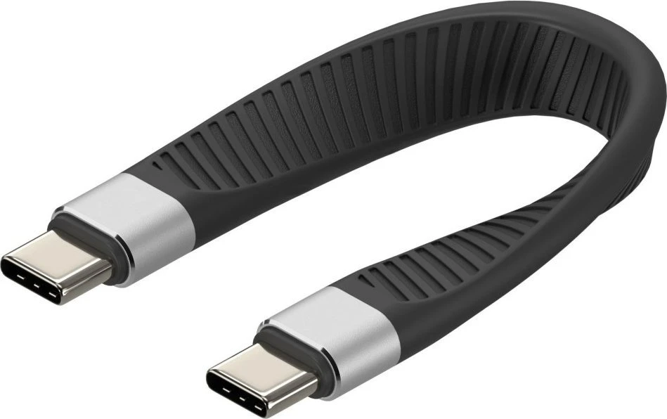Kabelis USB Techly USB-C - USB-C 0.12 m Juodas (ICOC-USBC-FL-U4)