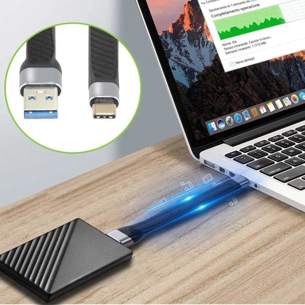 Kabelis USB Techly USB-C - USB-C 0.12 m Juodas (ICOC USBC-FL-U322)