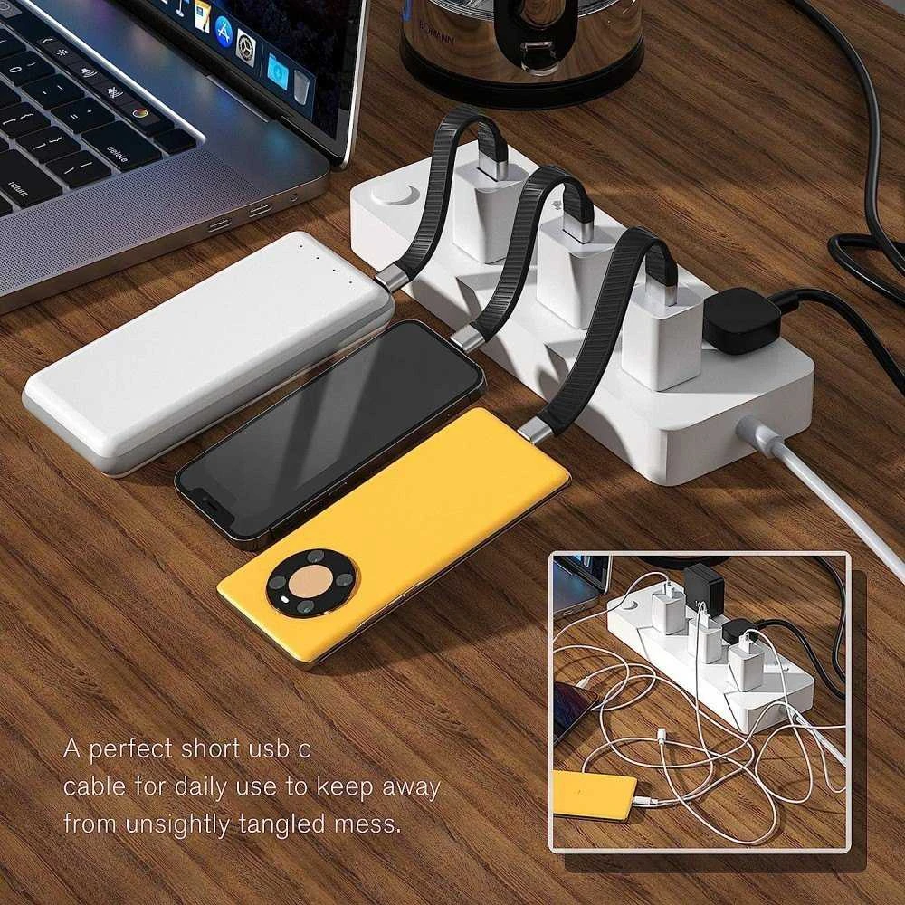 Kabelis USB Techly USB-C - USB-C 0.12 m Juodas (ICOC USBC-FL-U322)